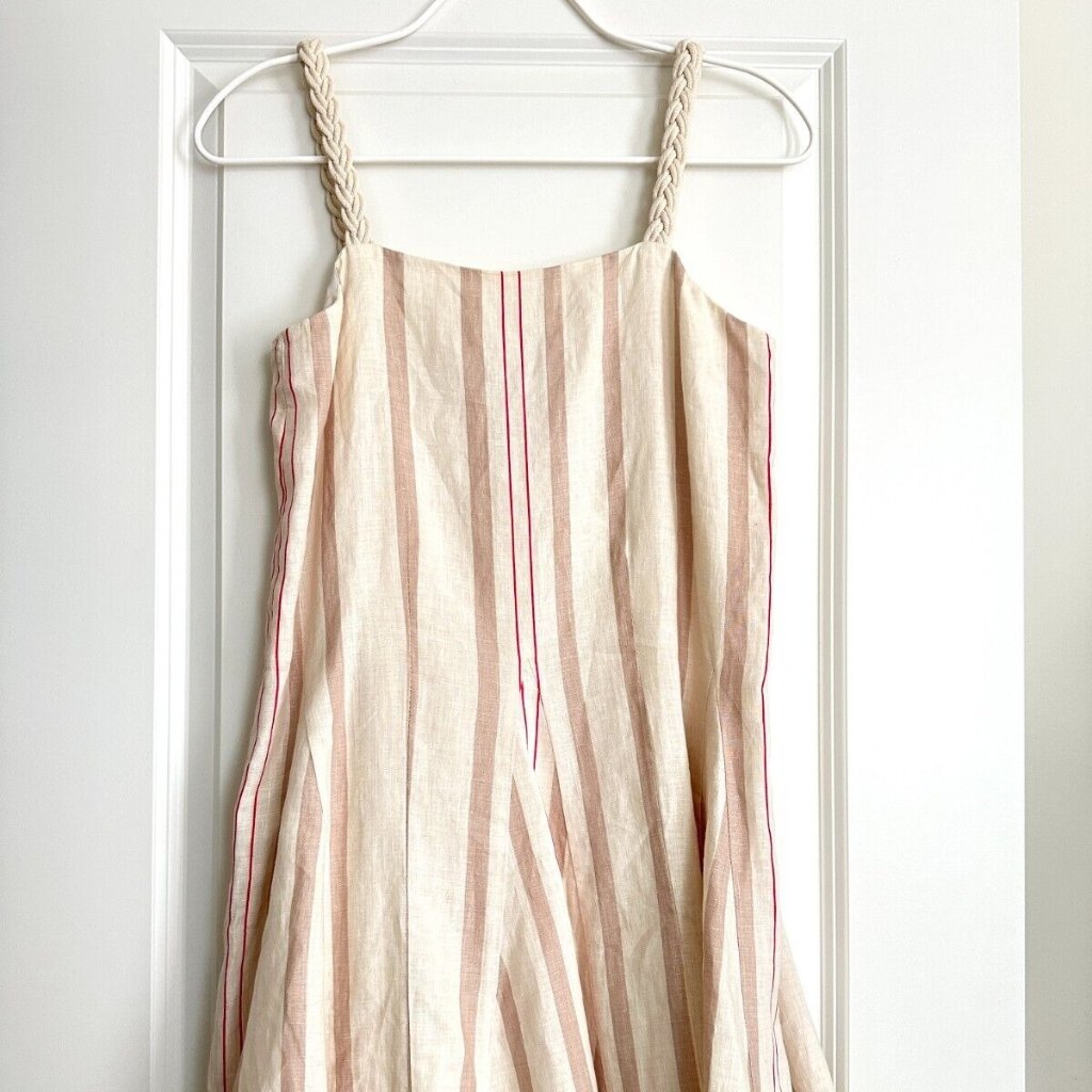 Nwt Alexis Dimma Sleeveless Linen Mini Dress In Heather Beige Stripe Size S
